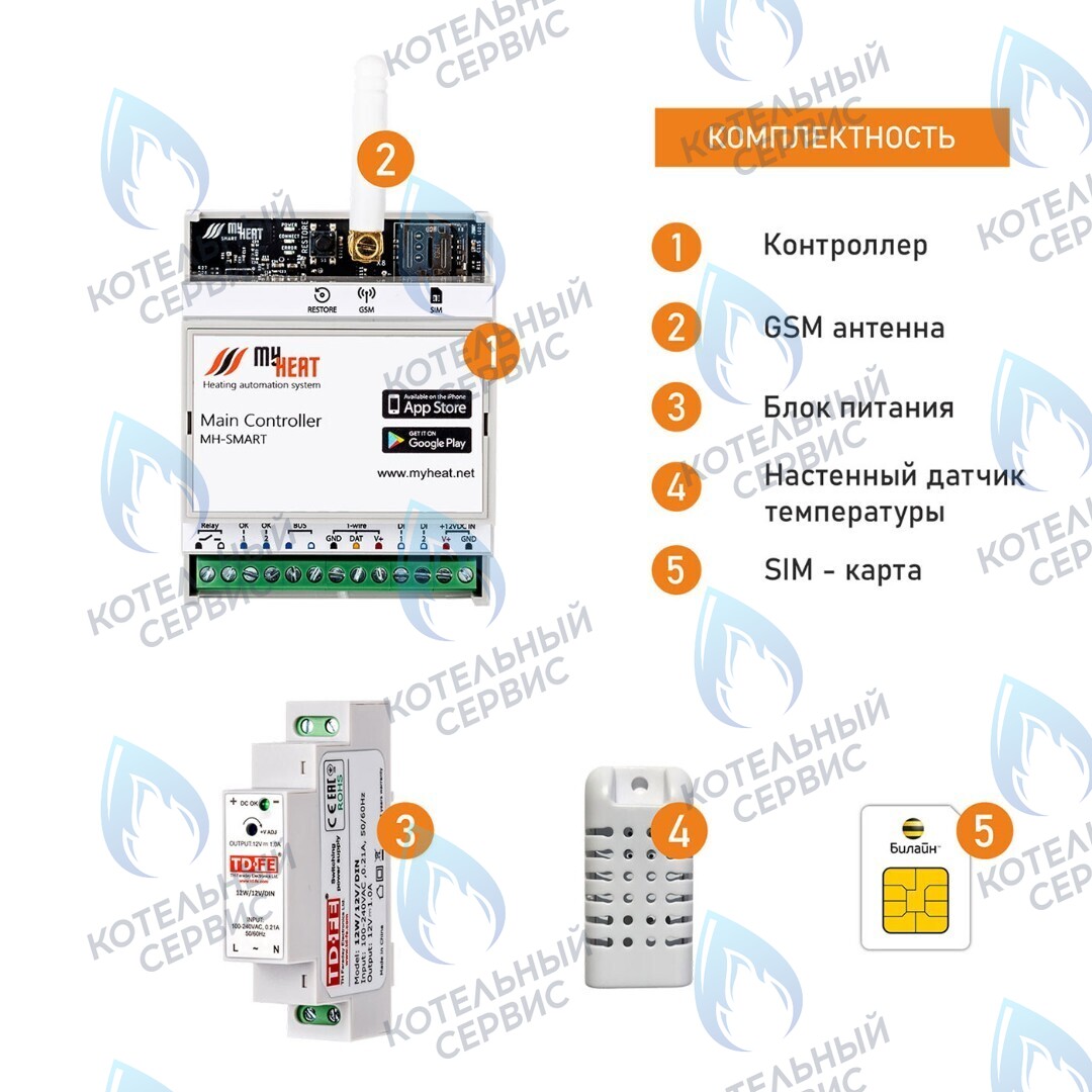 6283 Термостат (контроллер) MyHeat Smart (GSM, Wi-Fi, DIN) в Санкт-Петербурге