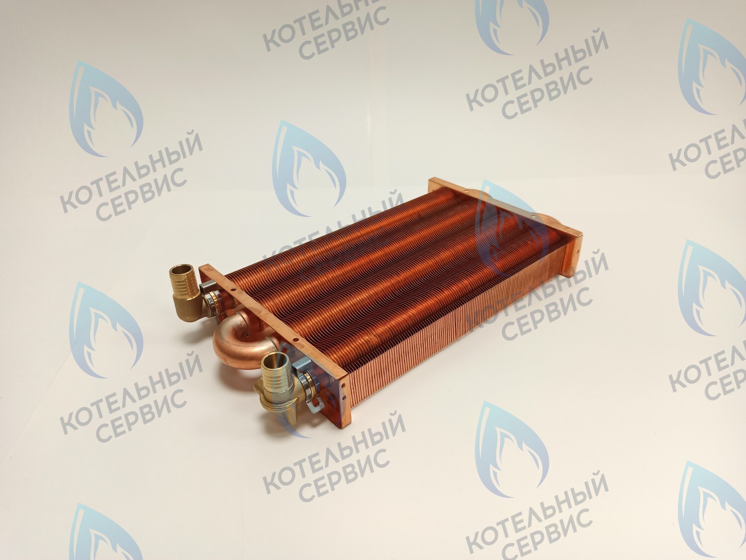 EM021-280-02-Фитинг-Комп Теплообменник отопления медный с фитингами (280 мм) 122 FIN (250-300MSC) DAEWOO в Санкт-Петербурге